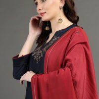 IMG_0978 Red Cotton Silk Hand Embroidered Organza Dupatta