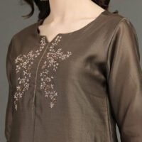 IMG_1020 Delicate Hand Embroidered Silk Chanderi A Line Kurta