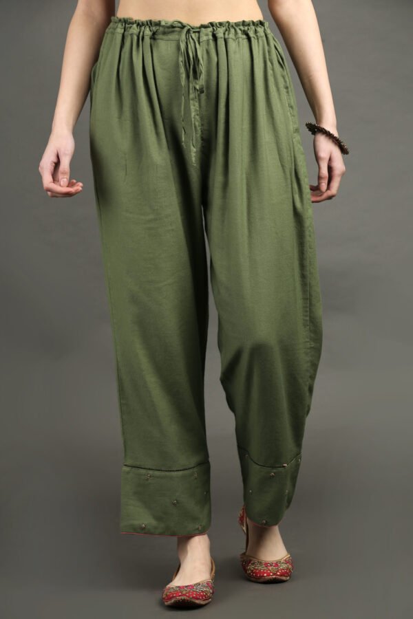 Hand Embroidered Adjustable Waist Pants