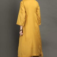 Lively Yellow Hand Embroidered A Line Kurta With Hand Embroidered Adjustable Waist Pants And Dupata (Set Of 3)