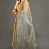Dusty Blue Delicate Hand Embroidered Organza Dupatta