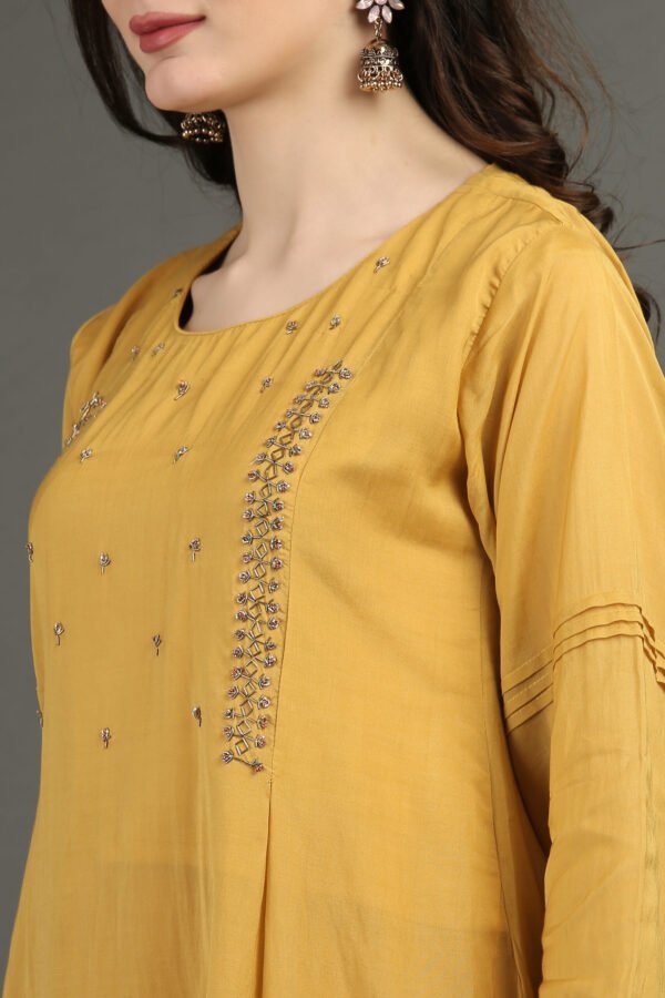IMG_1079 Lively Yellow Hand Embroidered A Line Kurta