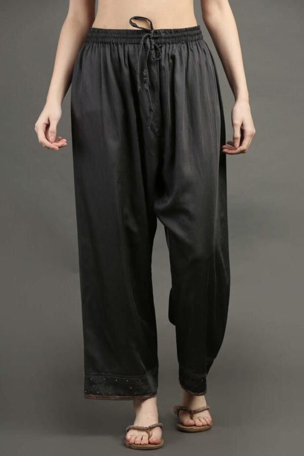 Rust Hand Embroidered Kurta With Pintuck Detail With Hand Embroidered Adhjustable Pants And Dupatta(Set Of 3)