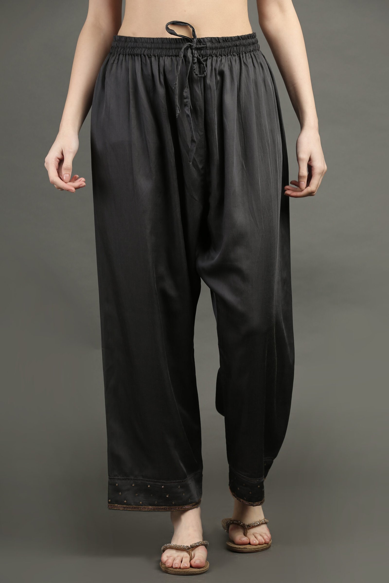 Hand Embroidered Adjustable Waist Pants