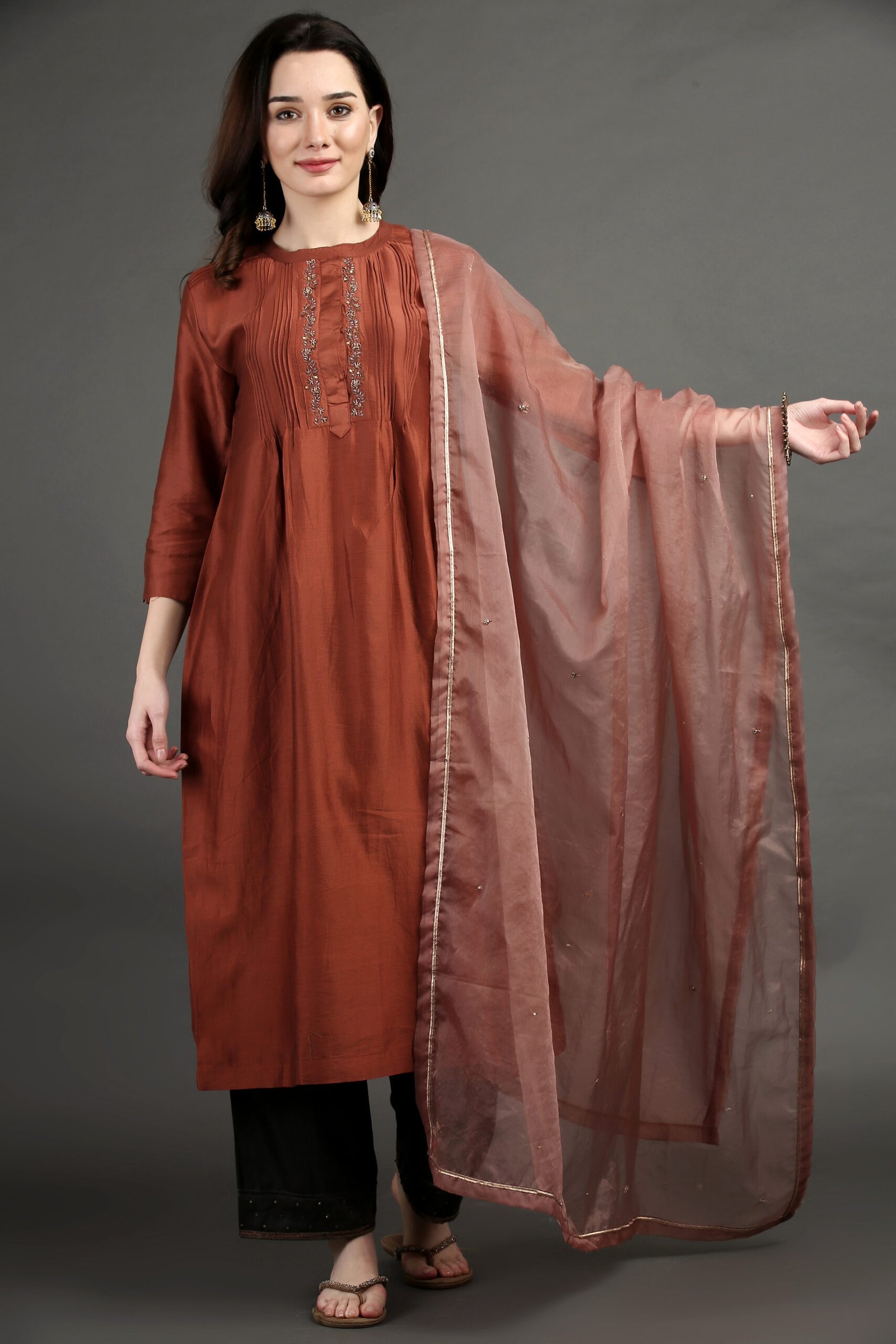 Delicate Hand Embroidered Organza Dupatta