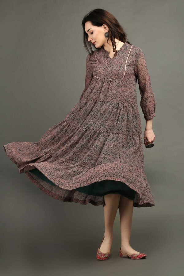 Printed Floral Tired Chiffon Dress