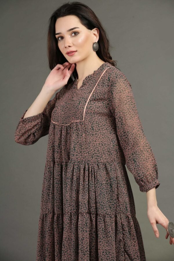 Printed Floral Tired Chiffon Dress