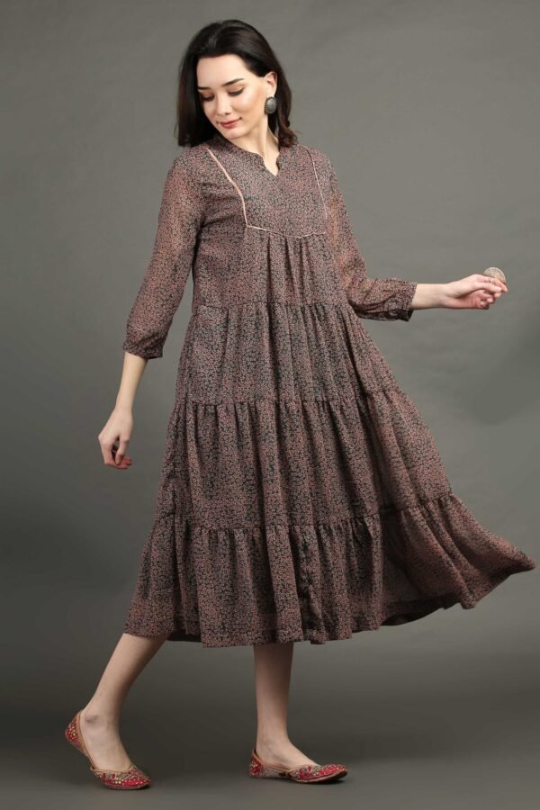 Printed Floral Tired Chiffon Dress