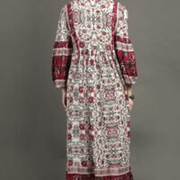 IMG_1110 Raspberry/ Off White Printed Bohemian Dress