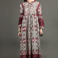IMG_1123 Raspberry/ Off White Printed Bohemian Dress