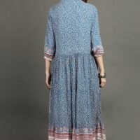 IMG_1126 Dusty Blue Printed Bohemian Dress