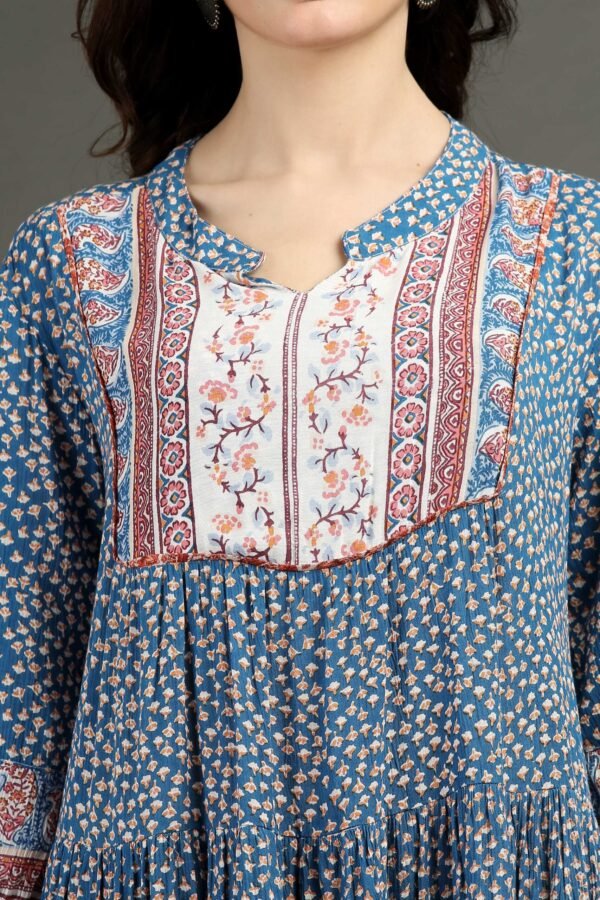 IMG_1139 Dusty Blue Printed Bohemian Dress