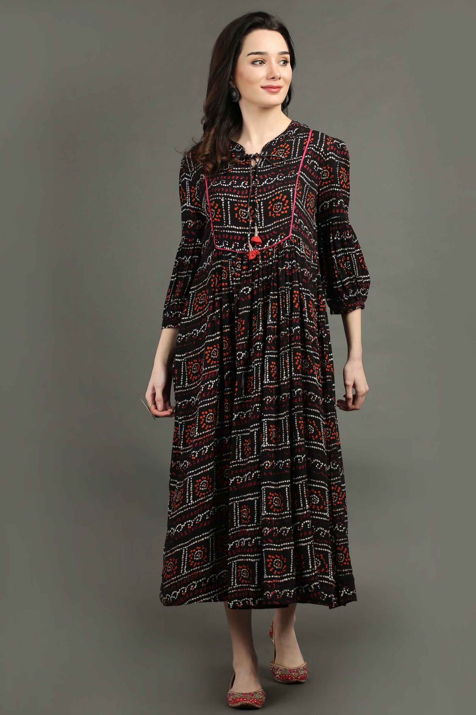 Bandhni Printed Rayon Dress