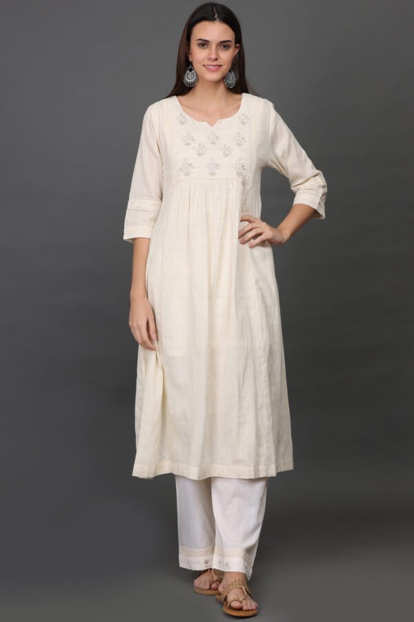 COTTON JACQUARDHAND EMBROIDERED BOHEMIAN KURTA