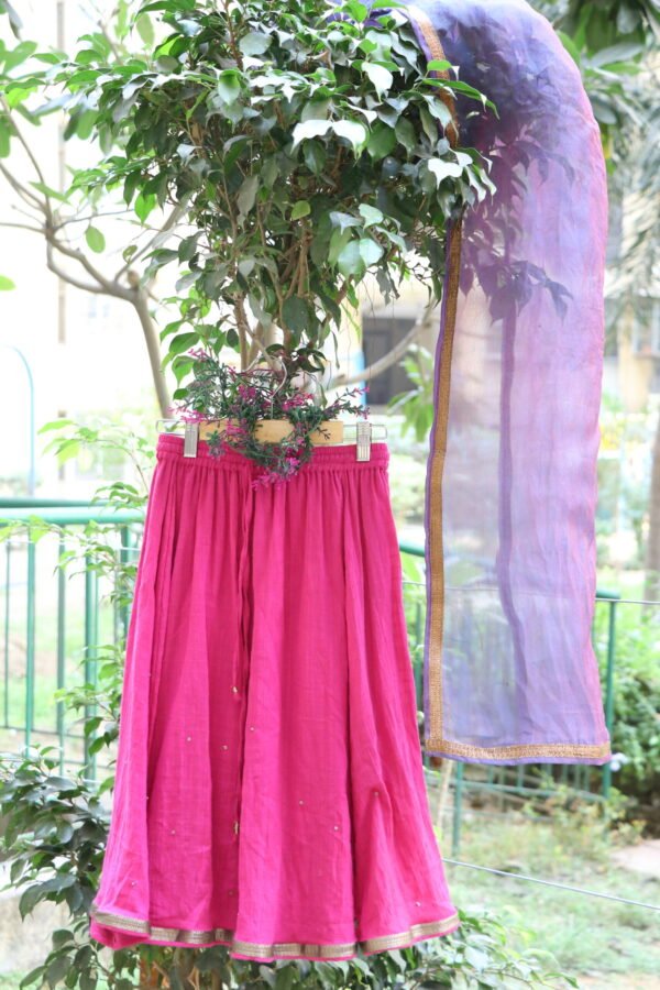 HAND EMBROIDERED COTTON SILK KEDIA BLOUSE,HAND EMBROIDERED COTTON DOBBY SKIRT WITH ZARI LACE