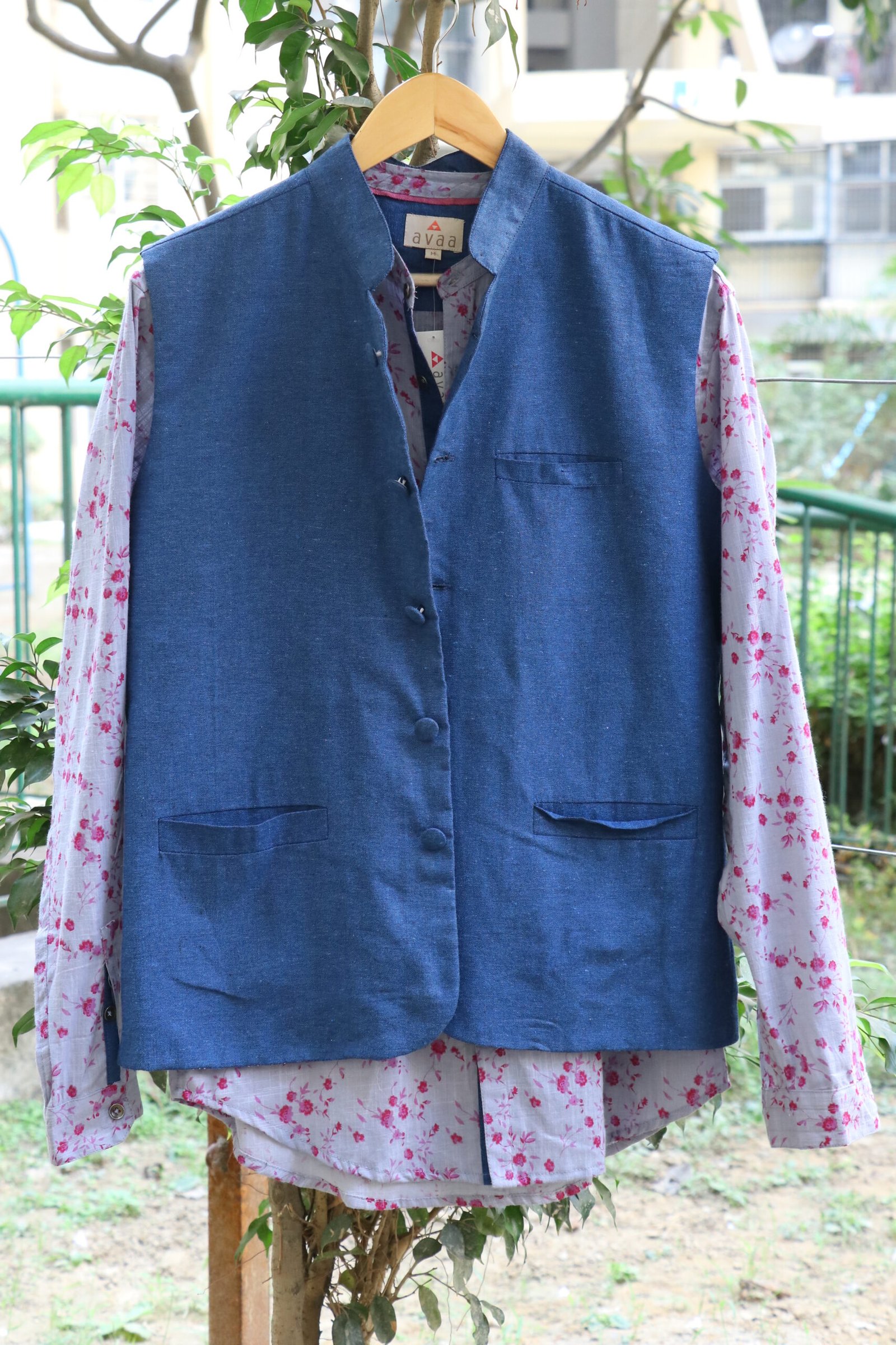 Cotton shirt and handloom vest (set of 2)