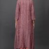 STRIPED HAND EMBROIDERED A LINE KURTA