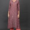 STRIPED HAND EMBROIDERED A LINE KURTA