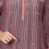 STRIPED HAND EMBROIDERED A LINE KURTA
