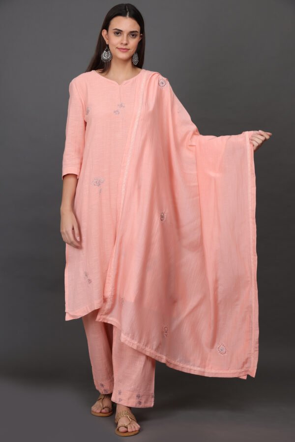 COTTON SILK HAND EMBROIDERED DUPATTA