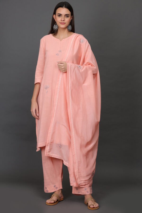 COTTON SILK HAND EMBROIDERED DUPATTA