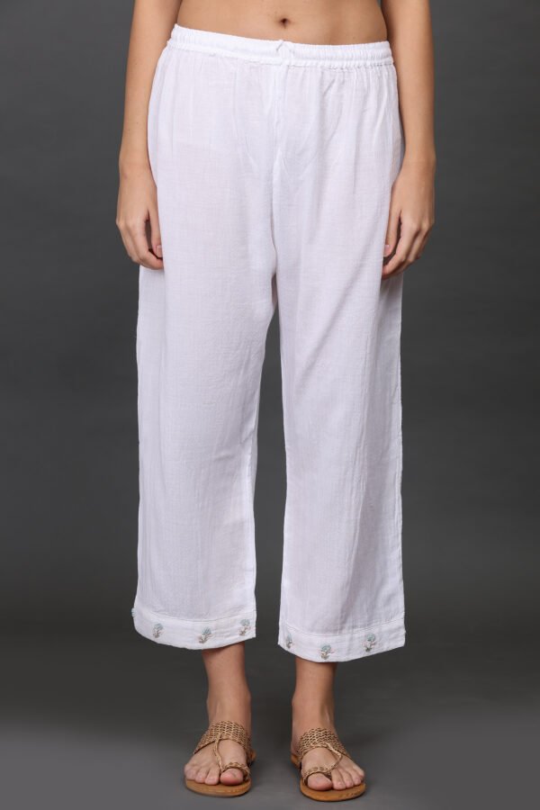 COTTON JACQUARD HAND EMBROIDERED PALAZO