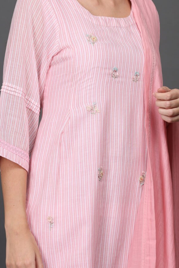 COTTON HAND EMBROIDERED A LINE KURTA