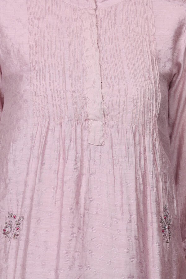 JACQUARD HAND EMBROIDERED A LINE KURTA