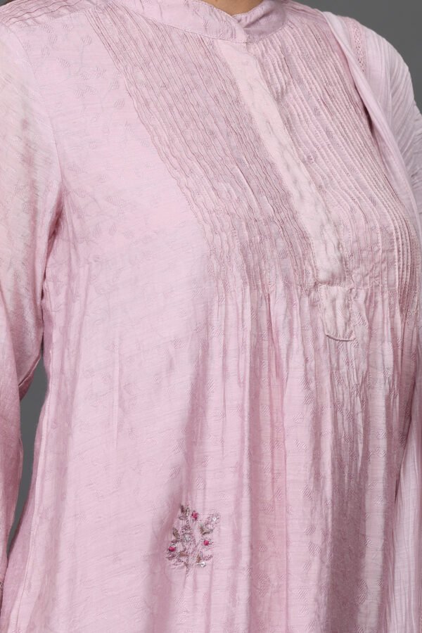 JACQUARD HAND EMBROIDERED A LINE KURTA