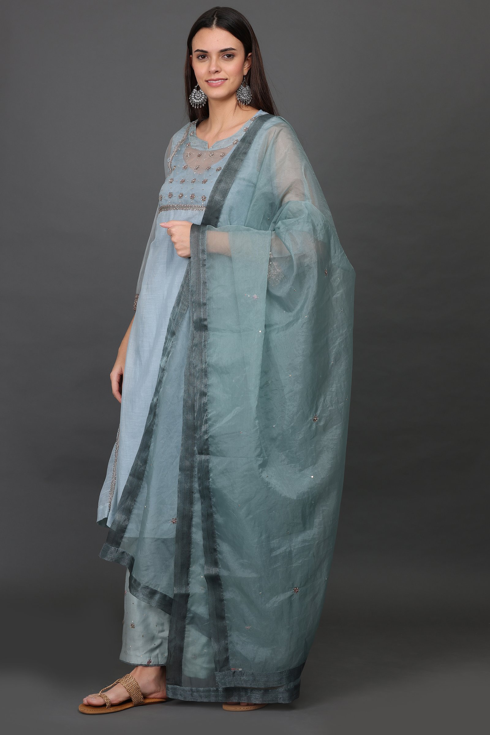 Antique zardozi hand embroidered KURTA, PANT, DUPATTA (SETOF3)