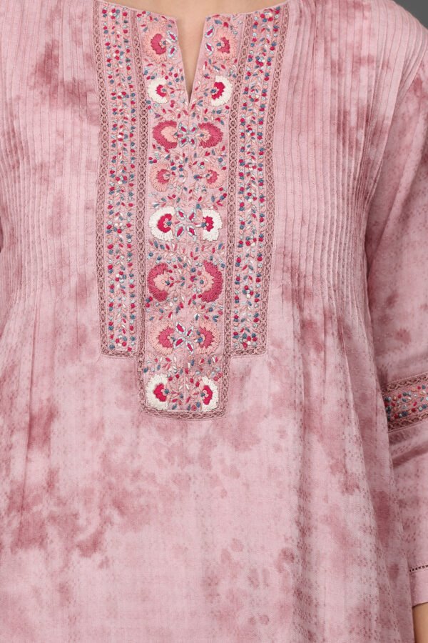 COTTON JACQUARD HAND EMBROIDERED A LINE KURTA