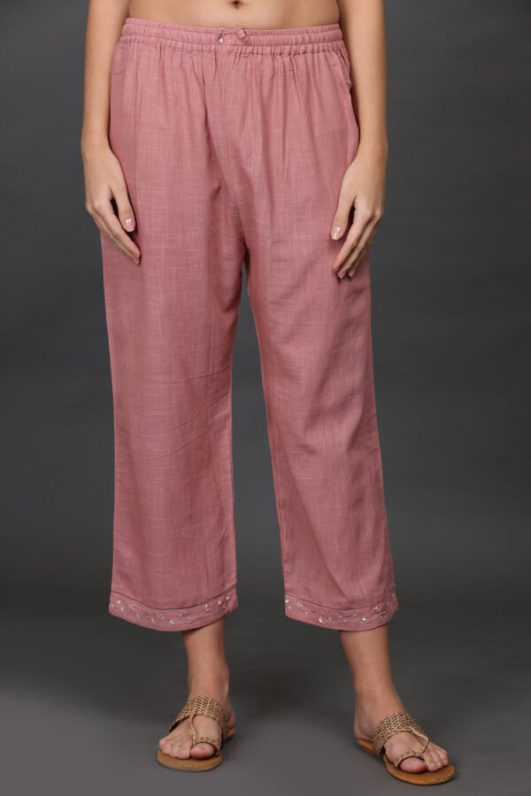 0G3A9401 Cotton dobby delicate aari/zardozi hand embroidered tied dye kurta with pintucks detailing, PANT & DUPATTA (SET of 3)