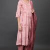 0G3A9413 Cotton dobby delicate aari/zardozi hand embroidered tied dye kurta with pintucks detailing, PANT & DUPATTA (SET of 3)