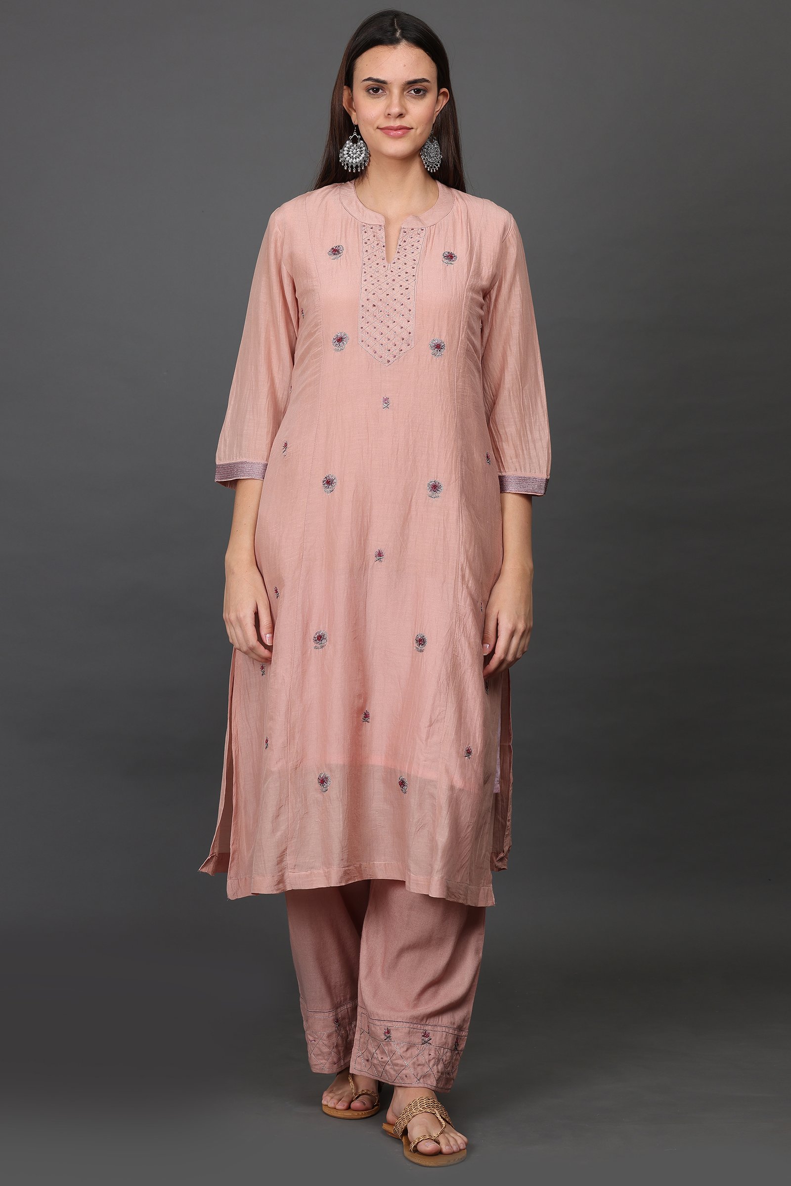 ALL OVER HAND EMBROIDERED A LINE KURTA