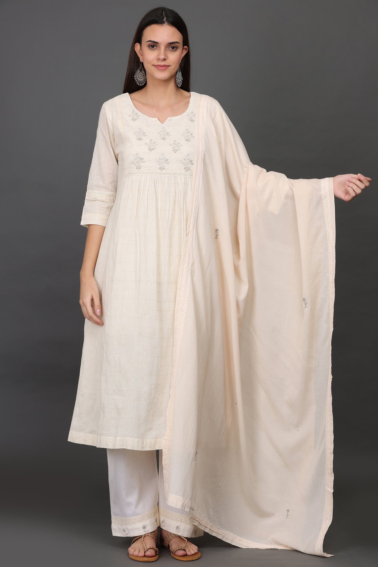 HAND EMBROIDERED COTTON SILK DUPATTA