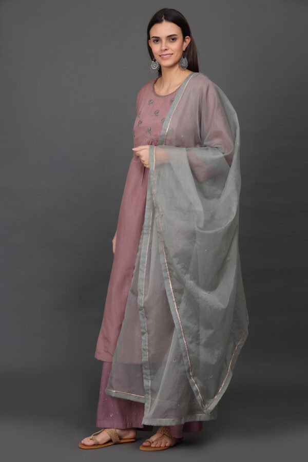 COTTON SILK, TWILL ANTIQUE, ORGANZA KURTA HAND EMBROIDERED (SET of 3)