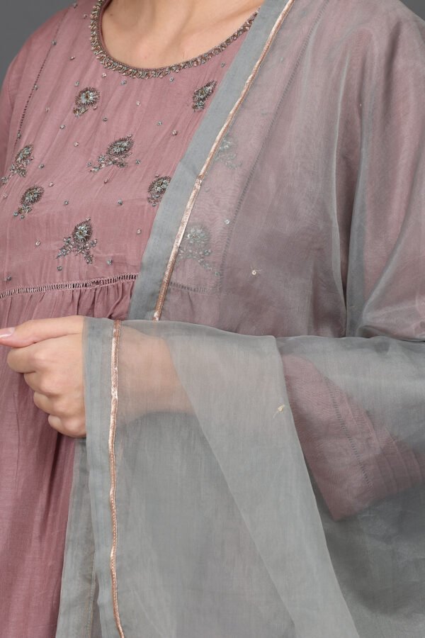 COTTON SILK, TWILL ANTIQUE, ORGANZA KURTA HAND EMBROIDERED (SET of 3)