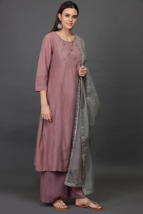 COTTON SILK, TWILL ANTIQUE, ORGANZA KURTA HAND EMBROIDERED (SET of 3)