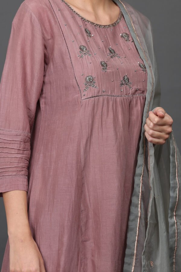 COTTON SILK, TWILL ANTIQUE, ORGANZA KURTA HAND EMBROIDERED (SET of 3)