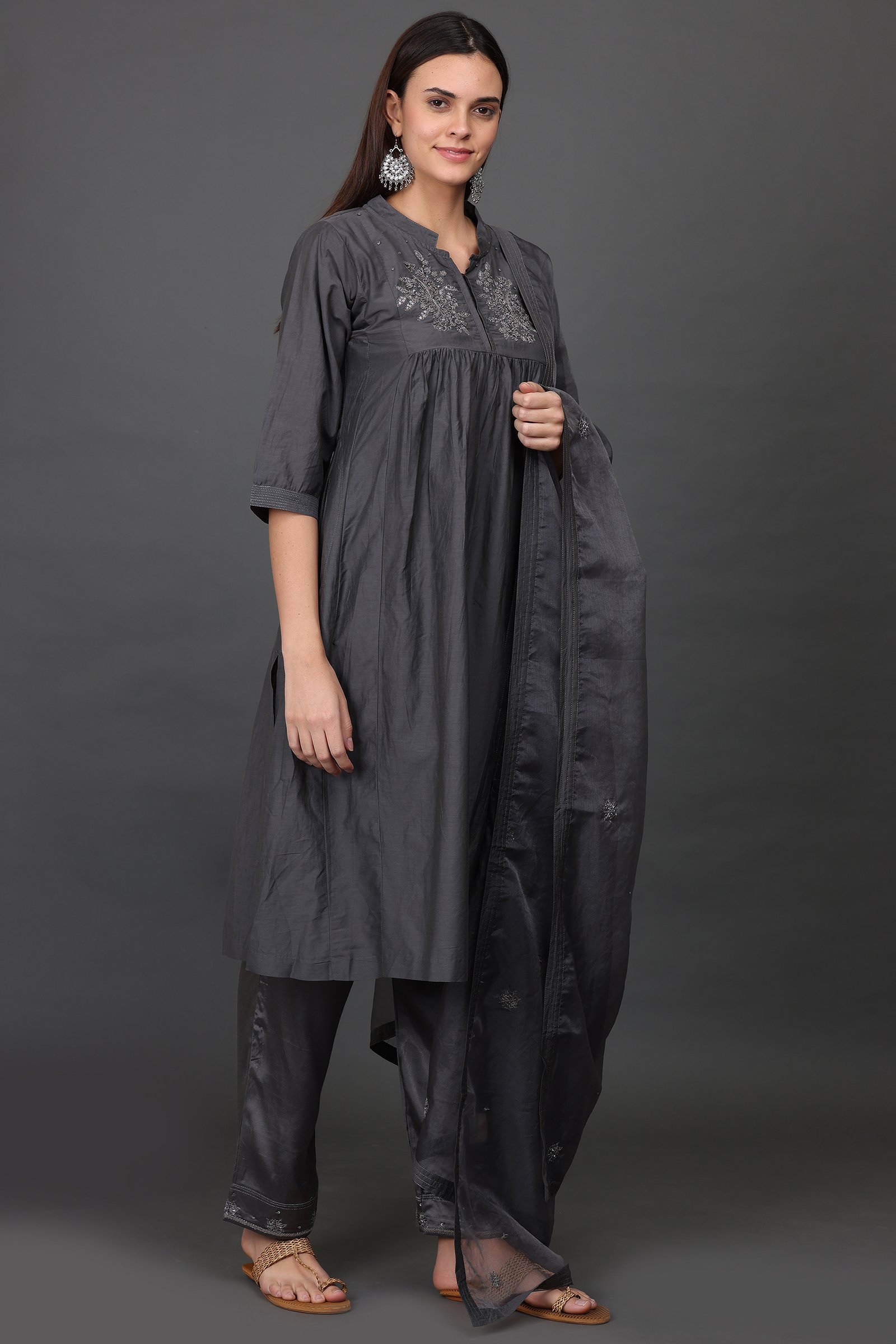 COTTON SILK SATEEN ANTIQUE ZARDOZI HAND EMBROIDERED PANTS