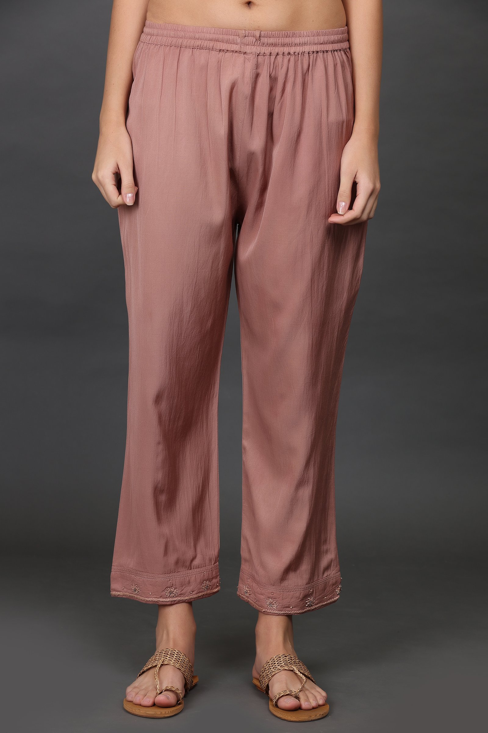 COTTON SILK ANTIQUE ZARDOZI HAND EMBROIDERED PANTS