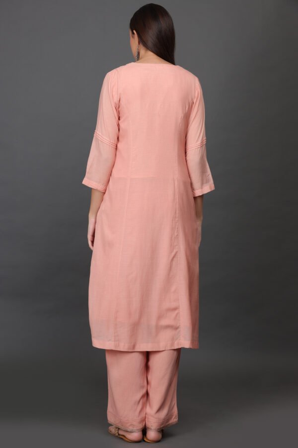 ZARDOZI HAND EMBROIDERED KURTA WITH FRONT PLACKET PLEAT AND SIDE POCKETS, PANT & DUPATTA(SET OF 3)