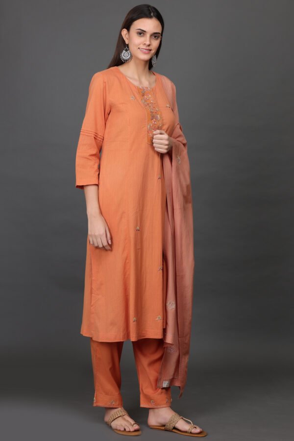 COTOTN SILK  ZARDOZI HAND EMBROIDERED KURTA , PANT & DUPATTA (SET OF 3)