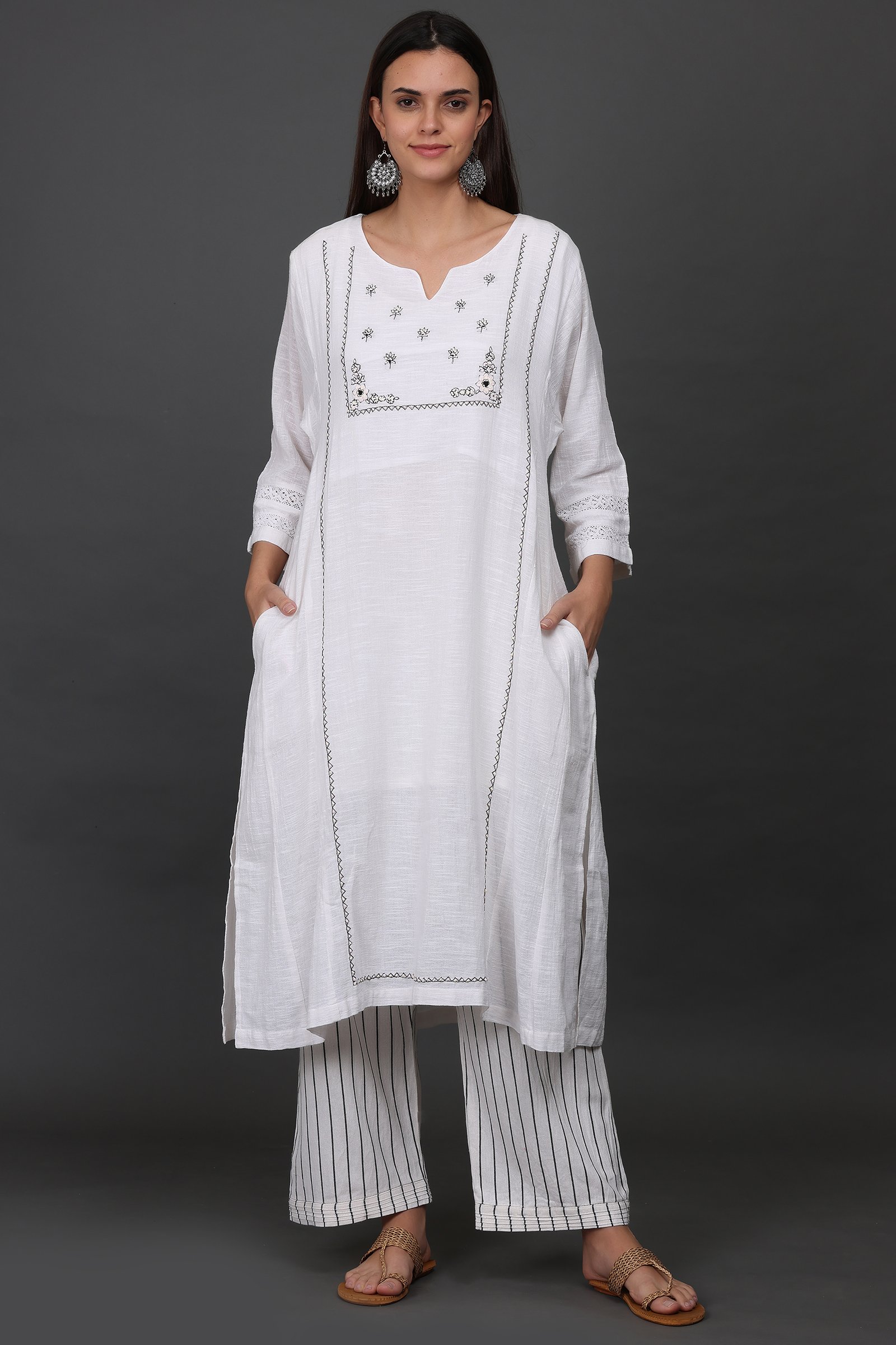 COTTON HAND EMBROIDERED CHOGA KURTA