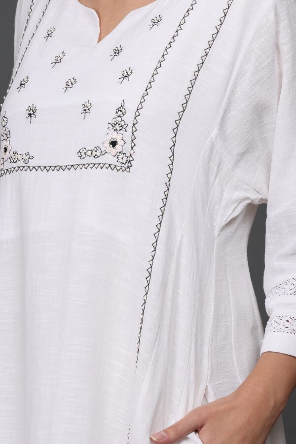 DELICATE HAND THREAD EMBROIDERED COTTON SLUB CREPE CHOGA KURTA & PANT (Set of 2)