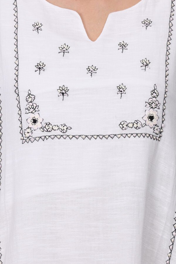 DELICATE HAND THREAD EMBROIDERED COTTON SLUB CREPE CHOGA KURTA & PANT (Set of 2)