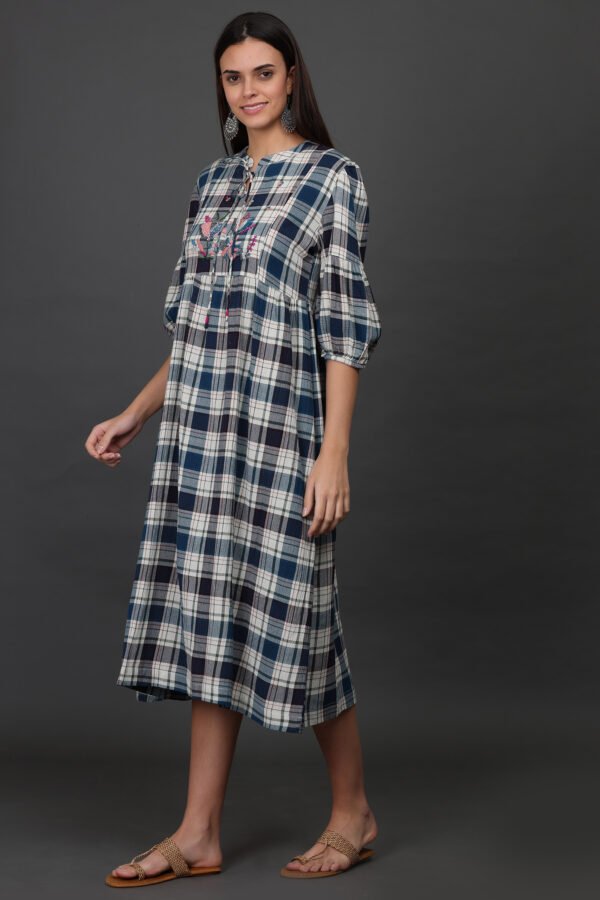 HAND EMBROIDERED CHECKERED  DRESS